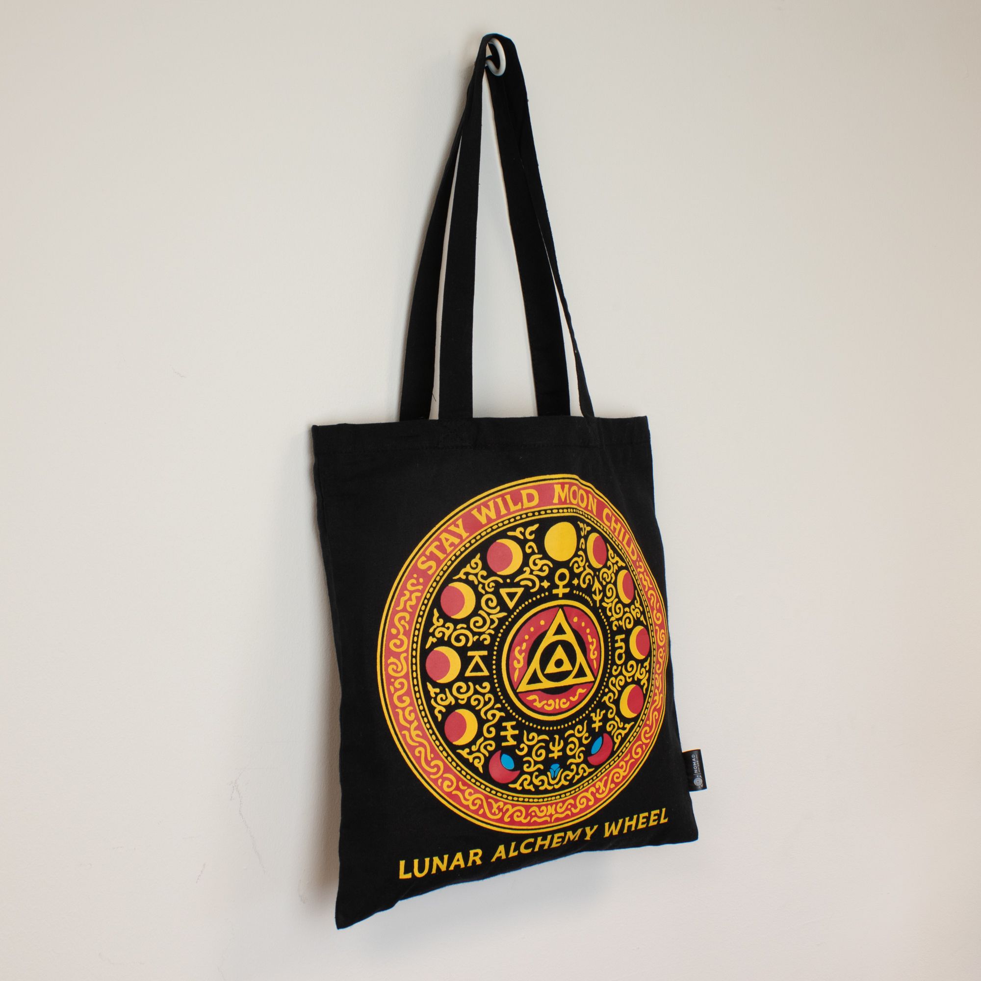 Iconic Classic Tote Bag - Luna Alchemy Wheel - Black 6oz - Image 3