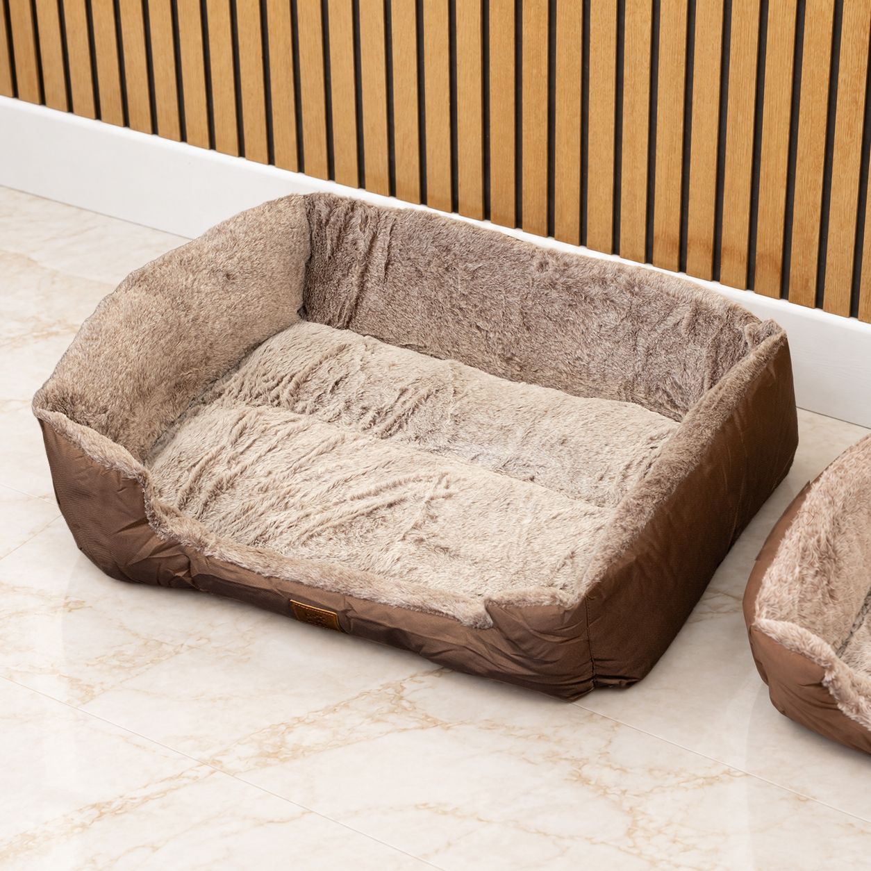 PAW Bed – Medium Plush Teddy Brown – 70 × 55 × 18cm - Image 3
