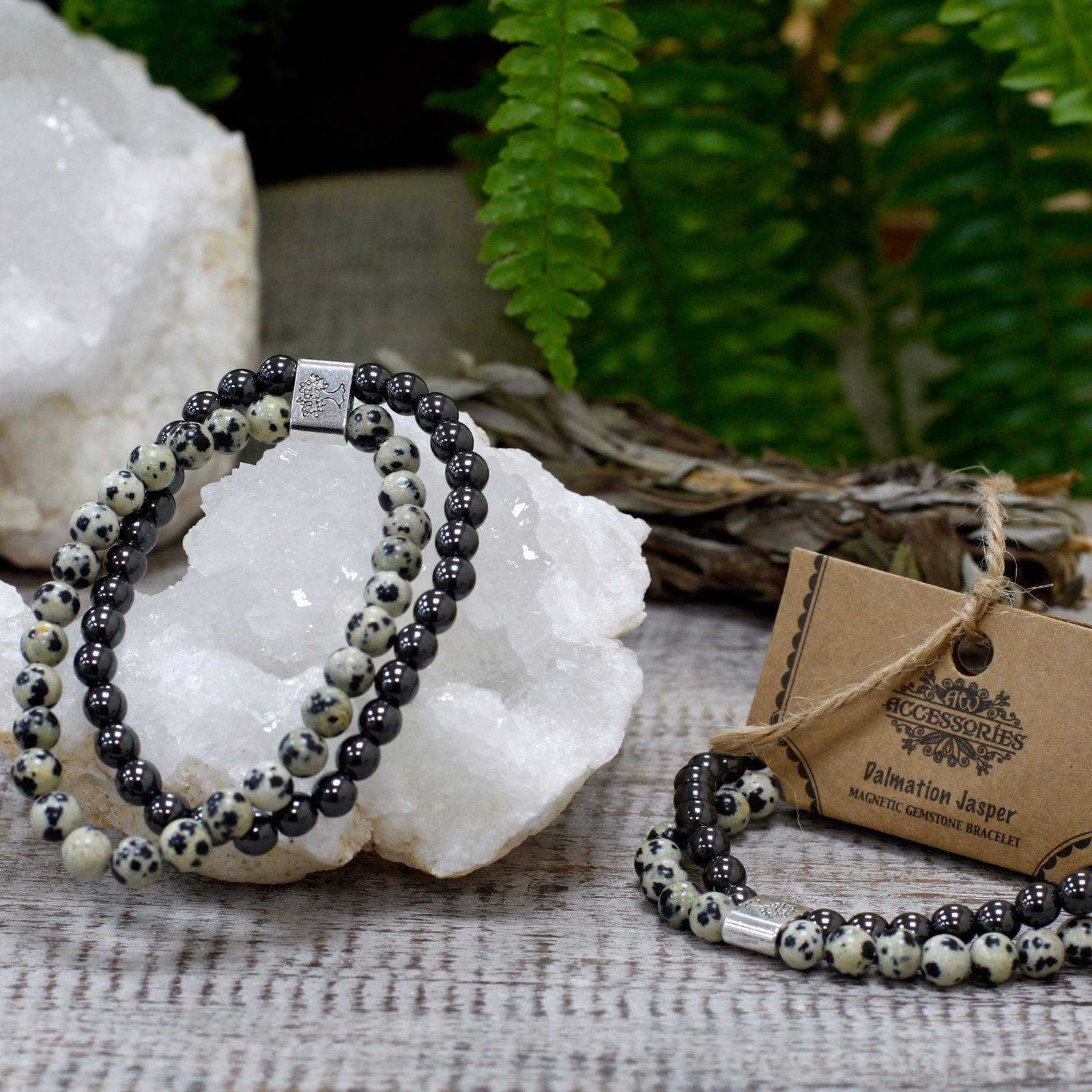 Magnetic Gemstone Bracelet - Dalmation Jasper - Image 6