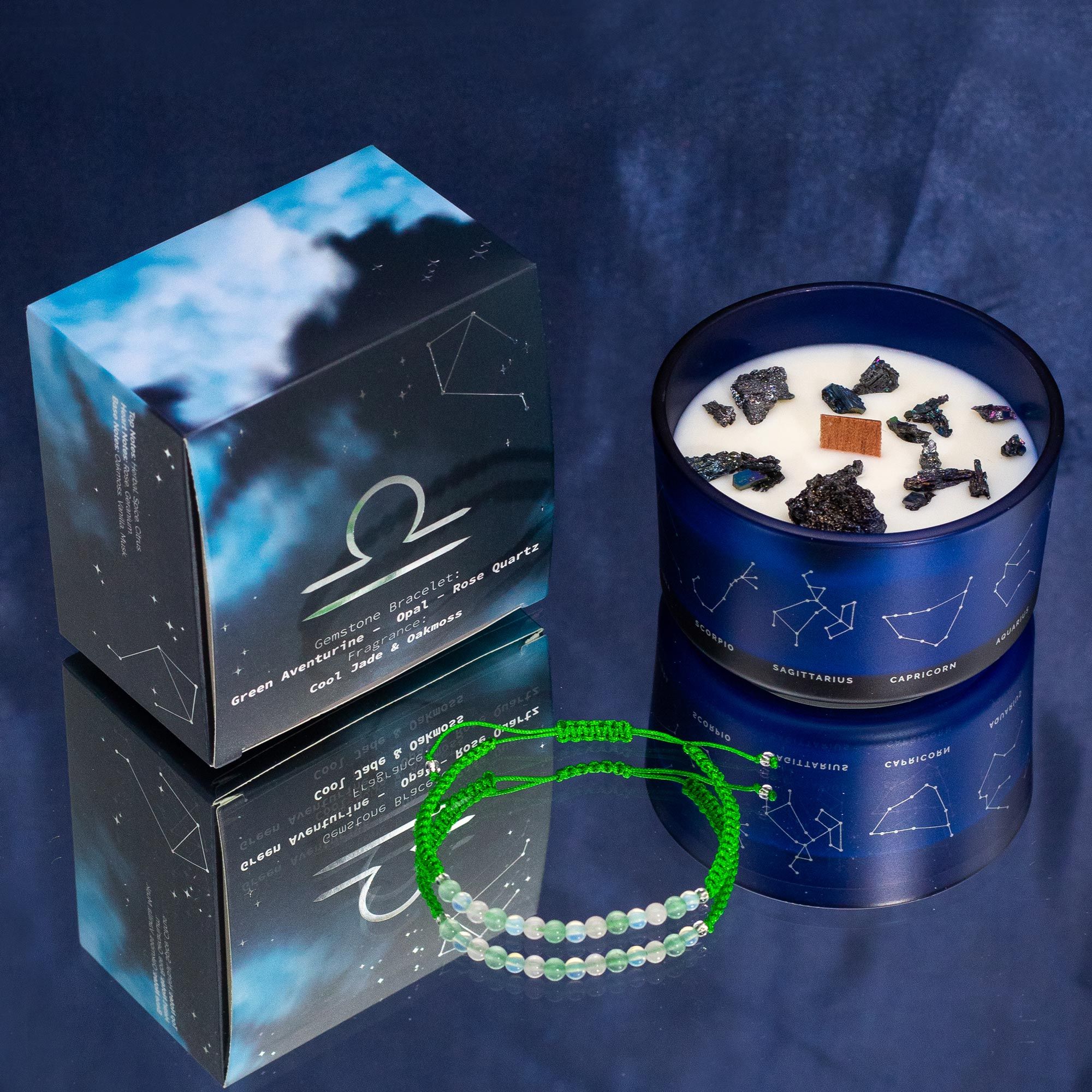 Zodiac Crystal Candle with Gemstone Bracelet - Libra - Image 2