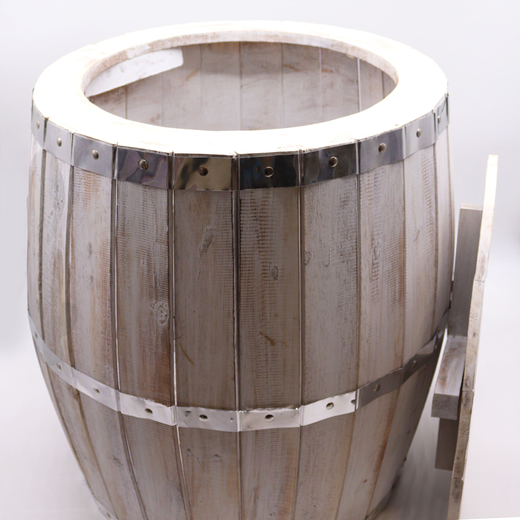 Beer Barrel Table – Whitewash Wood 60 x 48.5 cm - Image 2