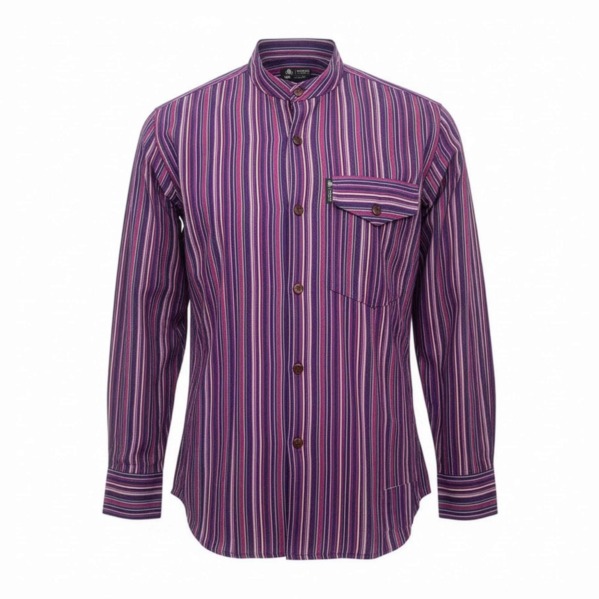 Nomad Sari Grandad Shirt - Black Purple - Medium - Image 4